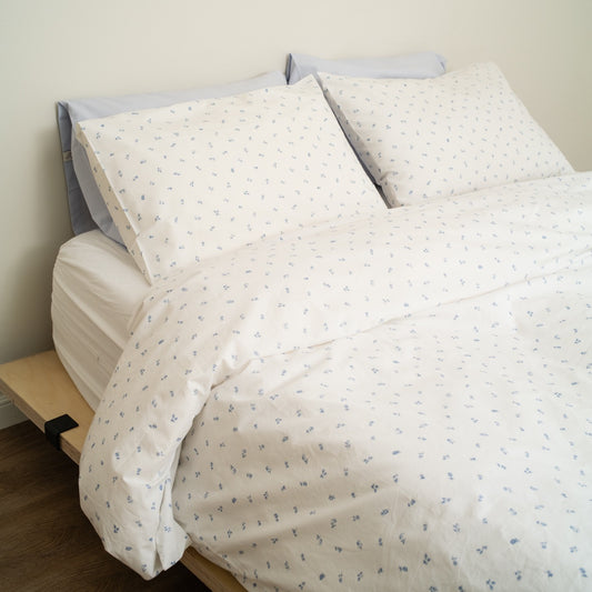 Celeste - Blue Floral Percale Duvet